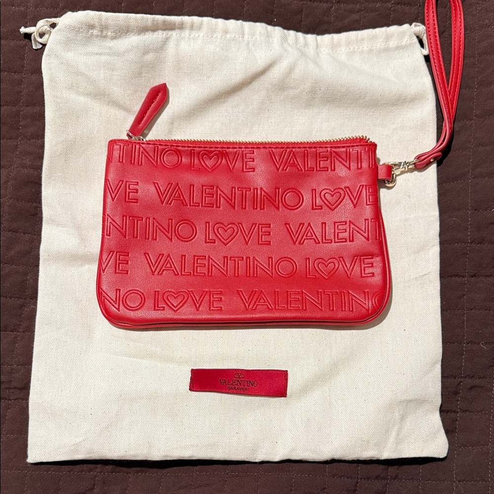 Valentino Love Red Wristlet Clutch